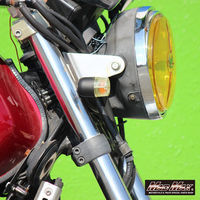 丸形ミニヨーロピアンウインカー ブラック/黄ばみ M10×76mm取付ステー付き MM11-0073-LY-2 1セット(4個)（直送品）