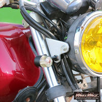 マッドマックス 丸ミニヨーロピアンウインカー ブラック/黄ばみ M10×73mmアルミステー付 MM11-0077-LY 1セット(2個)（直送品）