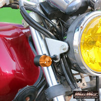 マッドマックス 丸ミニヨーロピアンウインカー ブラック/オレンジ M10×73mmアルミステー付 MM11-0077-OR 1セット(2個)（直送品）