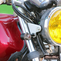 丸ミニヨーロピアンウインカー ブラック/スモーク M10×73mmアルミステー付 MM11-0077-SM-2 1セット(4個)（直送品）