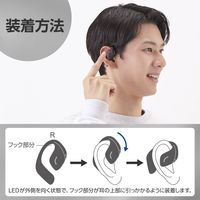 ワイヤレスイヤホン Bluetooth 無線 オープンイヤー 高音質 スモーキーブラック LBT-OWS01BK エレコム 1個（直送品）