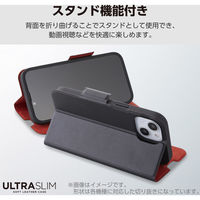 らくらくスマートフォン F-53E ケース レザー 手帳型 超軽量 レッド PM-F244PLFURD エレコム 1個（直送品）