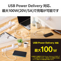 タイプCケーブル ( USB-C to C ) 1m シリコン PD 100W 白 MPA-CC5PSSA10WH エレコム 1個（直送品）