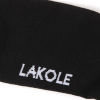 メンズ ショートボックスロゴソックス ブラック×パープル 25～27cm LAKOLE/ラコレ