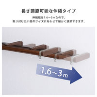 ホームテイスト 省エネサイドキャップ付きカーテンレール ダブルタイプ 伸縮 1600～3000mm ブラウン SH-29-TSD3 1本（直送品）