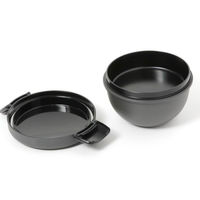 【LAKOLE/ラコレ】 モノクロどんぶりランチボックス ブラック（わけあり品）