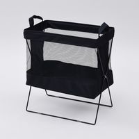 YAMAZEN 【荷物入れ】メッシュバスケット ハイタイプ M 折りたたみ 収納ボックス HTB-MH(BK) 1個