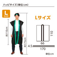 アーテック ソフトサテンロングハッピ Ｌ 黒／緑襟（ハチマキ付） 18450 1個