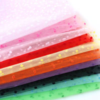 生地 チュール ドット フロッキー 15D 巾92cm×7m切売カット col.4 ライトブルー 1820F AD1820F-4-7M（直送品）