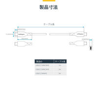 USB-C充電ケーブル　3m　USB 2.0　60W　PD 2.0　ホワイト（直送品）