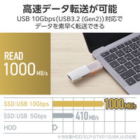 SSD 外付け 1TB スライド式 USB-C/A両対応 高速 耐衝撃 シルバー ESD-EWC1000GSV エレコム 1個