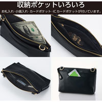 スマホポーチ ショルダーポーチ お財布機能付き 斜めがけ ソフトレザー ジェットブラック P-MAP07BK エレコム 1個（直送品）