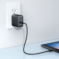 USB充電器 折りたたみ式 Omnia Duo 65W/PD対応/Type-C×2 ホワイト PA-B4-WT 1個 AUKEY