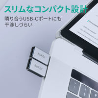 変換アダプタ USB-A[メス]-Type-C[オス] シルバー CB-A22 1セット（2個入） AUKEY