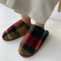 チェックファー スリッパ GS6090 ブラウン L GS6090_07BR 1枚 川島織物セルコン（直送品）