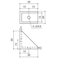 エスコ 30角用 三角ブラケット(シルバー) EA976CB-37 1セット(20個)（直送品）