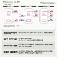 カシムラ GaN搭載AC充電器 USBA+C2 PD65W AC-077 1個（直送品）