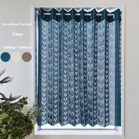 加栄レース アコーディオンカーテン リーフ柄 フリーカット 150×100cm ネイビー 469346 1個（直送品）