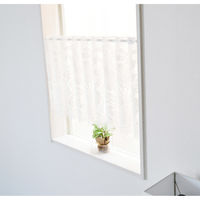 加栄レース レースカーテン カフェカーテン ボタニカル柄 145×45cm フリンジ付き ホワイト 469418 1個（直送品）