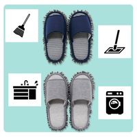 【スリッパ】お掃除モップスリッパ外縫い ネイビー Mサイズ 1足