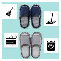 【スリッパ】お掃除モップスリッパ外縫い グレー Lサイズ 1足