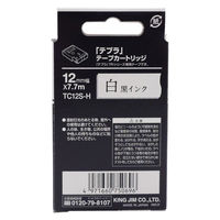 キングジム テプラ TEPRA TR テープカートリッジ 幅12mm 白ラベル(黒文字) 白 TC12S-H 1個（直送品）
