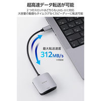 SDカードリーダー Type-C SD/microSD対応 ケーブル一体型 シルバー MR3C-C21SV エレコム 1個（直送品）