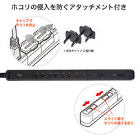 朝日電器 延長コード 電源タップ 耐雷 回転 4個口/2m PD20W ブラック WB-SL4222SUC(BK) 1個（直送品）