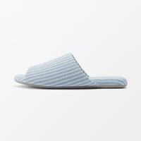 無印良品 綿サッカー織 履き心地やわらか足なりスリッパ Ｌ ２５～２７．５ｃｍ用 ブルー 良品計画