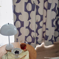 SUMINOE MOOMIN カーテン ベリーガーデン A1046 幅1000×丈1350mm ダークブルー 1枚（直送品）