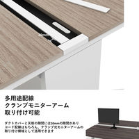 【軒先渡し】LASHデスク ティーレッグホール 幅4000×奥行1200×高さ720mm ダークアッシュ天板/ホワイト脚 1台（直送品）