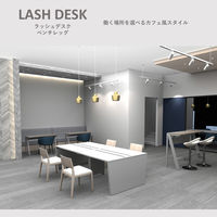 【軒先渡し】LASHデスク ベンチホール脚 幅1000×奥行1200×高さ720mm オーク天板/ブラック脚 1台（直送品）