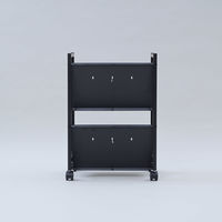 YAMAZEN ファイルワゴン 収納ラック 2段 スチール棚 A4対応 キャスター付き MFRW-S2(MBK) 1台（直送品）