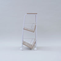 YAMAZEN ファイルワゴン 収納ラック 2段 上棚付き 木製棚 A4対応 キャスター付き MFRW-W2T(AIV/SWH) 1台（直送品）