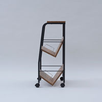 YAMAZEN ファイルワゴン 収納ラック 2段 上棚付き 木製棚 A4対応 キャスター付き MFRW-W2T(ABR/SBK) 1台（直送品）