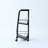 YAMAZEN ファイルワゴン 収納ラック 2段 上棚付き 木製棚 A4対応 キャスター付き MFRW-W2T(BK3/MBK) 1台（直送品）