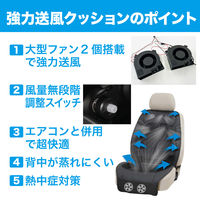 BONFORM 送風クッション 強風ダブルファン 530x1300mm ブラック 5461-07BK 1個（直送品）