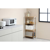 YAMAZEN スチール収納ラック 木製棚板 4段 アイアンラック スチールラック RAR-12604(NA/SWH) 1台（直送品）