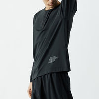 おたふく手袋 BT ゆったりストレッチ冷感 ロングスリーブ ハーフジップ クルーネックシャツ ブラック Sサイズ JW-743 1枚（直送品）