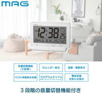 ノア精密 目覚まし時計 タイムチャイム 電波時計 デジタル時計 MAG 温湿度計付き 482118 1個（直送品）