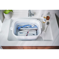 伊勢藤 バケツ 折りたためる つけ置き洗いバケツ 16L 洗濯板 蓋つき 角型 ホワイト 497028 1個（直送品）