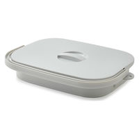 伊勢藤 バケツ 折りたためる つけ置き洗いバケツ 16L 洗濯板 蓋つき 角型 グレー 497029 1個（直送品）