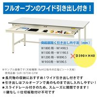 軽量作業台/耐荷重150kg 固定式H950mm ワイド引き出し+全面棚付き RoHS2指令対応塩ビシート天板 ワークテーブル150シリーズ（直送品）