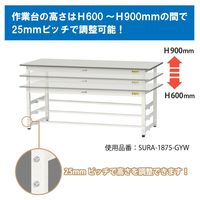 軽量作業台/耐荷重150kg 高さ調整H600~900mm RoHS2指令対応塩ビシート天板 ワークテーブル150シリーズ SURAー189（直送品）