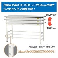 軽量作業台/耐荷重150kg 高さ調整H900~1200mm 半面棚付き RoHS2指令対応塩ビシート天板 ワークテーブル150シリーズ S（直送品）