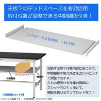 実験用作業台/耐荷重150kg 固定式H740mm 中間棚付き 耐薬品ケミテクト天板 ワークテーブルLABシリーズ SLKー1890FーBK（直送品）
