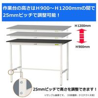 実験用作業台/耐荷重150kg 高さ調整H900~1200mm 半面棚付き 指紋レスメラミン天板 ワークテーブルLABシリーズ SLMAHー（直送品）
