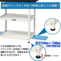 実験用/軽量作業用/天板付きラボワゴン 耐荷重50kg 固定式H738mm 耐薬品ケミテクト天板 ワークテーブルLABシリーズ LKTー75（直送品）