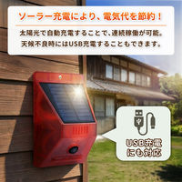 リモコン付きソーラーアラーム 1個 防犯アラーム 人感センサー ソーラー 防獣 防犯 害獣撃退器 SSA03 EVERSAFE（直送品）