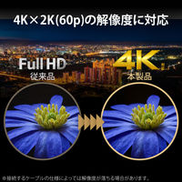 HDMI アダプタ 延長 金メッキ 4K 60p スリムタイプ ブラック AD-HDAASS01BK エレコム 1個